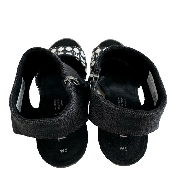 NWOT Toms Majorca Cutout Black Yarn Dye/ Global Woven Block Heel Sandals Size 5 - Picture 9 of 16